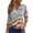 Sky Blue, variant on Women's 250th Anniversary USA Shirt Patriotic American Flag Print V-Neck Button 3/4 Sleeve T-Shirt