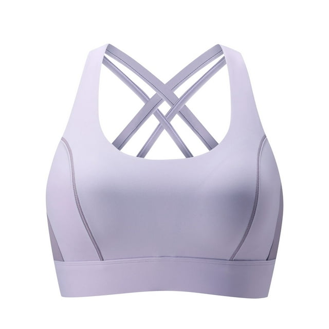 FhsagQ Bra Women Bras Plus Women's Color Block Wireless Sports Bra with Fixed Cups Back Design for Chest Support and Side Control Women's Bras Crotchless Green Bras for Women Push up Bra Purple M