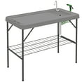 thumbnail image 3 of Outsunny Folding Fish Cleaning Table with Sink, Outdoor Fillet Table for Picnic Beach Patio, Gray, 3 of 10