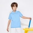 thumbnail image 6 of AINIYS Boys 2 Pice Short Sleeve Shirt Classic Collar Button Closure Simple Soft Breathable Casual Daily Outdoor Top Light Blue 4 Years, 6 of 9