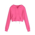 thumbnail image 4 of Fgnfyis Casual Short Hooded Sweatshirt with Pockets Lightweight Long Sleeve Pullover for Layering Hot Pink S, 4 of 5