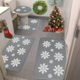 thumbnail image 4 of LanSuare 4Pcs Snowflake Christmas Bathroom Rug Set, Multicolour Washable Non-slip Absorbent Snowflake Rugs for Holiday Bathroom Decor, 4 of 7