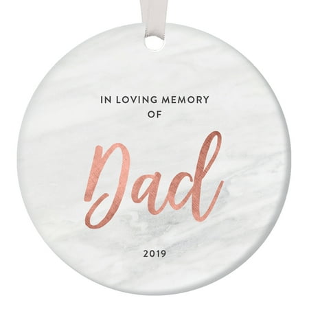 Loving Memory Christmas Ornaments In Loving Memory Dad Ornament Christmas 2019 Sympathy Condolence Gift Father Passed Away Grieving Family Lost Loved One Funeral Remembrance Memorial Keepsake Sleek Rose Gold Marble 3
