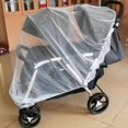 thumbnail image 3 of Twin Baby Stroller Full Cover Mosquito Netting Breathable Mesh Drawstring White for Twin Baby Stroller 2 pcs, 3 of 5