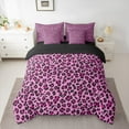thumbnail image 2 of Manfei Chic Leopard Pattern 7-Piece Bedding Comforter Set,Wild Animal Cheetah King Bedding Sets,Pink Black Bed Sheets For Girls Teens,Ultra Soft Home Decor Reversible, 2 of 8
