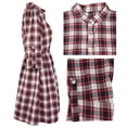 thumbnail image 6 of FANCYINN Women's Gingham Stand Collar Shirt Dress Buttons Up Casual Round Up Long Sleeve Mini Plaid Shirt Dresses Christmas Red and Black M, 6 of 6