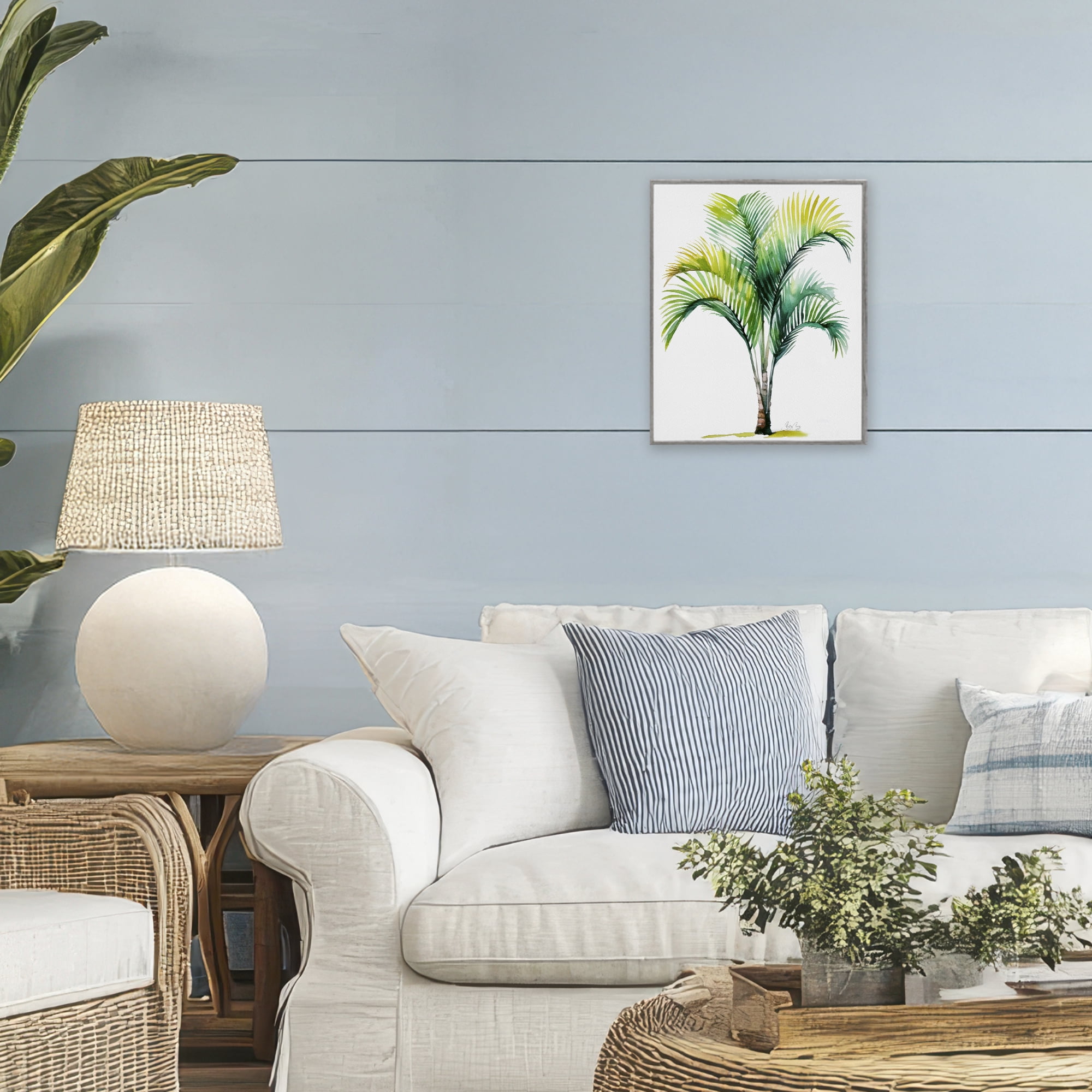 Stupell Industries Coastal Canopy Palm Tree Gray Framed Giclee Art, design by Shelly Craig