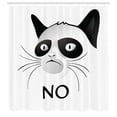 thumbnail image 3 of Ambesonne Animal Shower Curtain, Grumpy Face Famous Cat, 69"Wx70"L, Black and White, 3 of 5