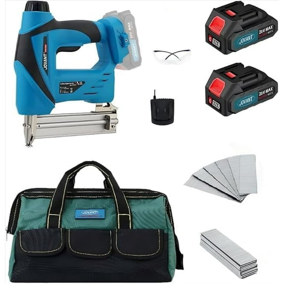2 in 1 Nail Gun Battery Powered, 20V Cordless Nail Gun,400 Nails, 400 Staples, with Staple Puller, 2 * 2.0Ah Li-Ion Batteries and 2.4A Charger, Brad Nailer for Home Improvement & DIY