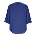 thumbnail image 5 of Exrradully Fashion Women's Summer Round-Neck Solid 3/4 Sleeve Casual Top Blouse Cotton T-shirt, 5 of 7