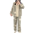 thumbnail image 1 of Jammies de manga larga para mujer Jammies con cuello vuelto Pantalones largos Ropa de dormir Ropa de dormir suelta para mujeres Niñas Laberinto negro M, 1 of 8