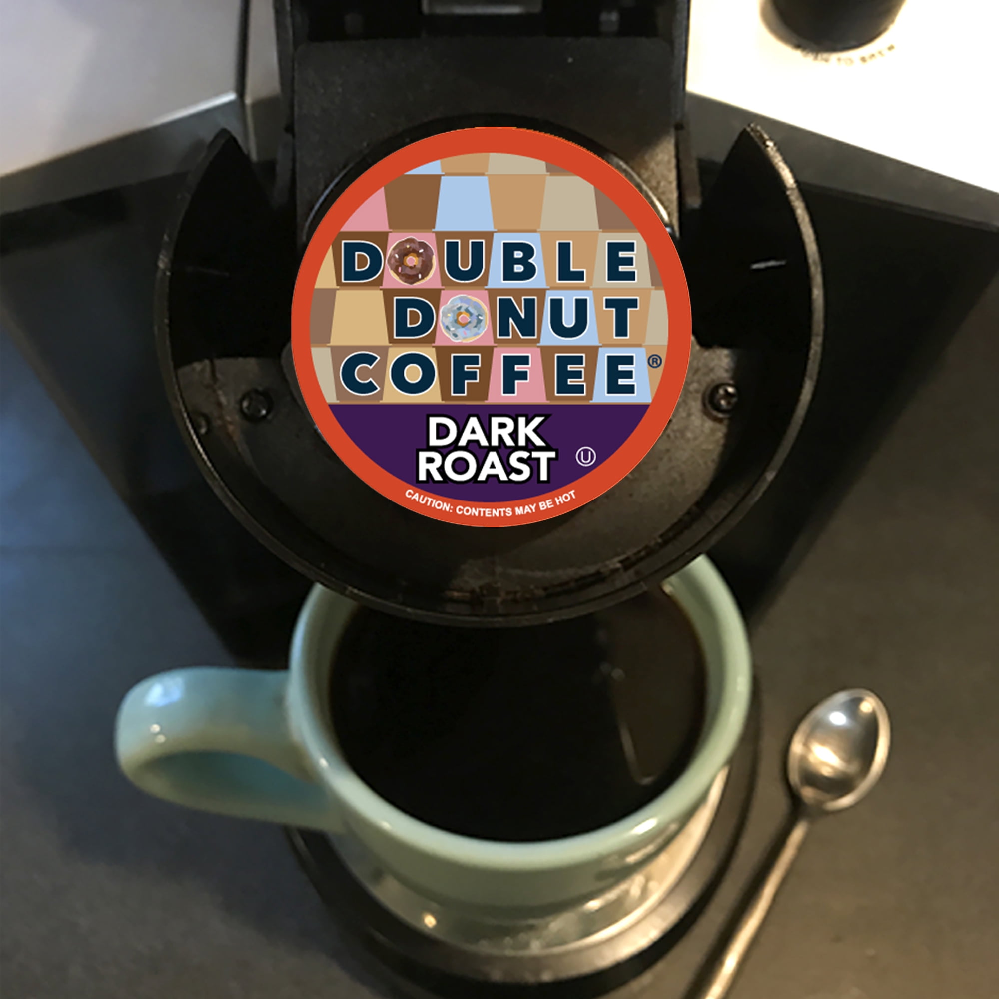 Double Donut Dark Roast Coffee Pods, Extra Bold Blend Coffee, Single Serve Coffee For Keurig K Cups Machines, Dark Roast Coffee in Recyclable Pods, 80 Count
