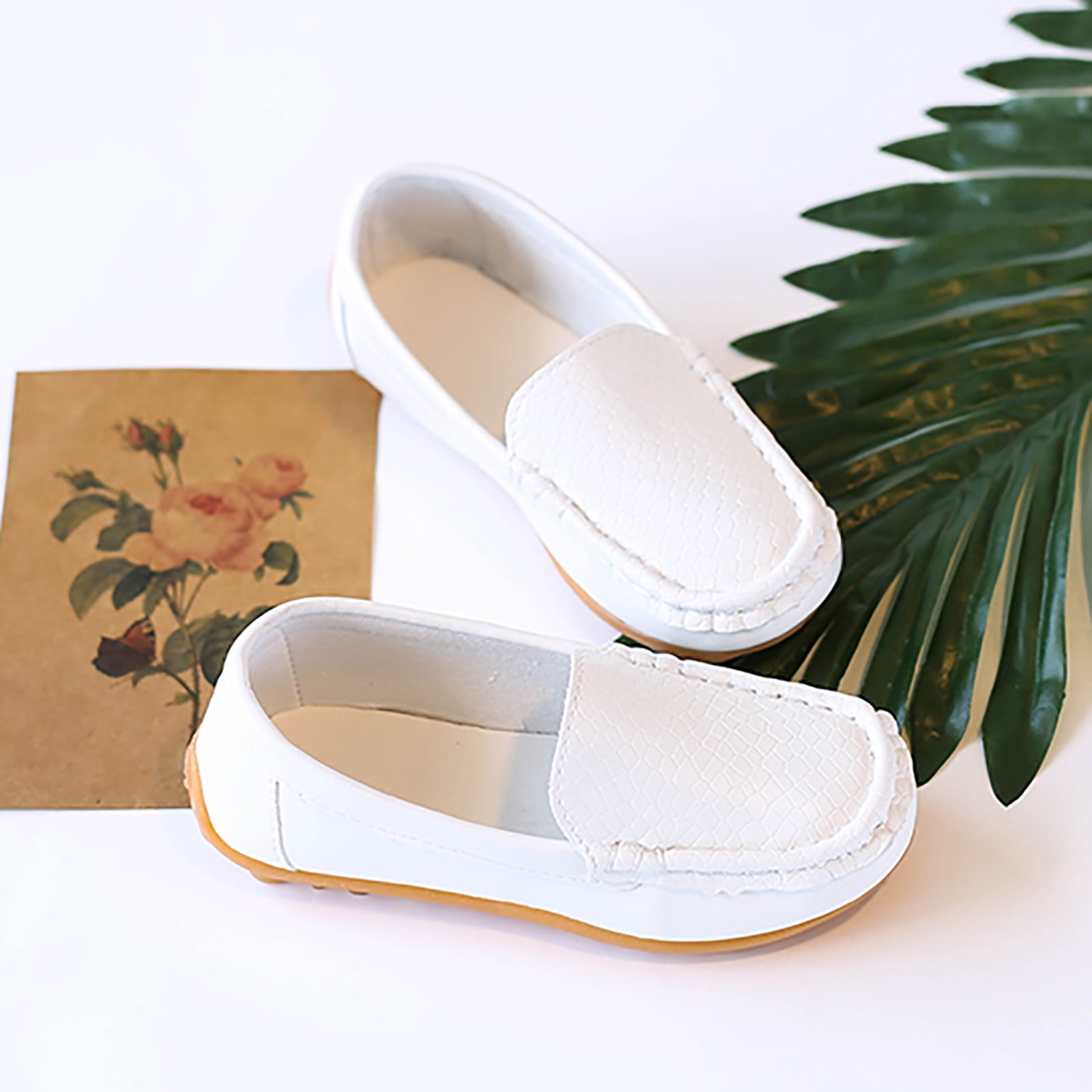 Toddler Sneakers Boys Little Soft Slip Loafers Flat Boat Casual Running Athletic Pull On Hiking White Girls' Flats