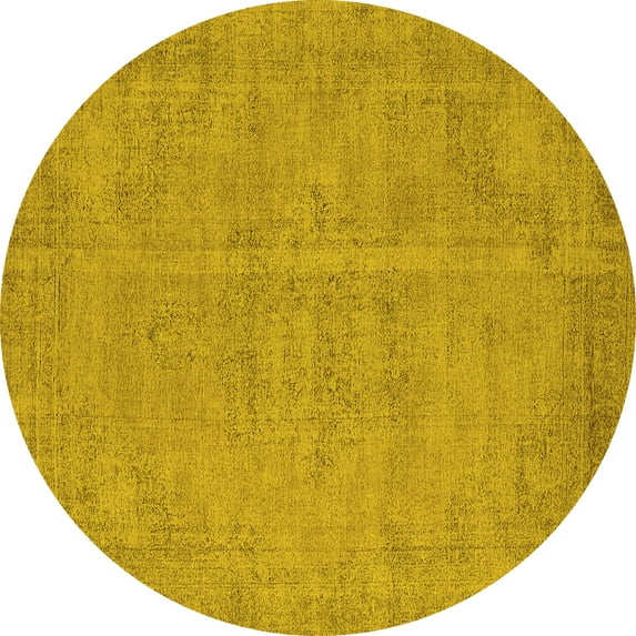Ahgly Company Indoor Round Oriental Yellow Industrial Area Rugs, 8' Round