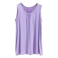 thumbnail image 2 of QUINDOS Tank Tops for Women Purple Workout Summer Solid Color Loose Sleeveless Round Neck T-shirt Home Tops Thin Bottoming Shirt Camisoles for Women, 2 of 9