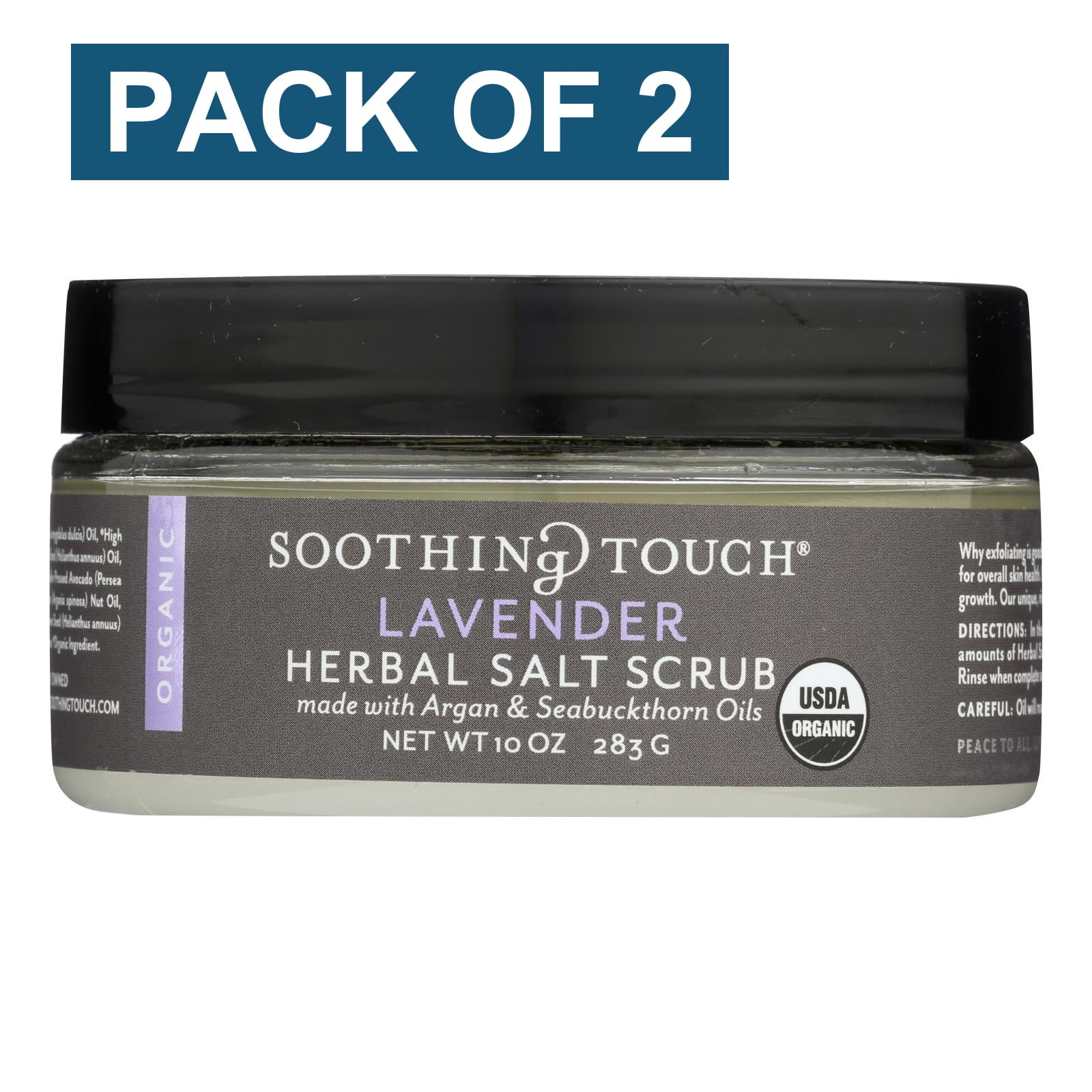 Soothing Touch Scrub - Organic - Salt - Herbal - Lavender - 10 oz - Pack of 2