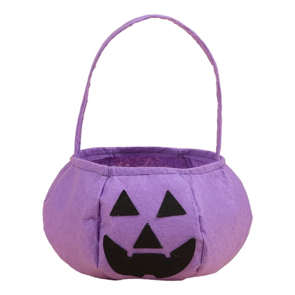 Clearance Under $5 | Halloween Fluorescent Pumpkin Candy Bags, Non-Woven Reusable Treat Tote for Trick-or-Treating and Party Favors