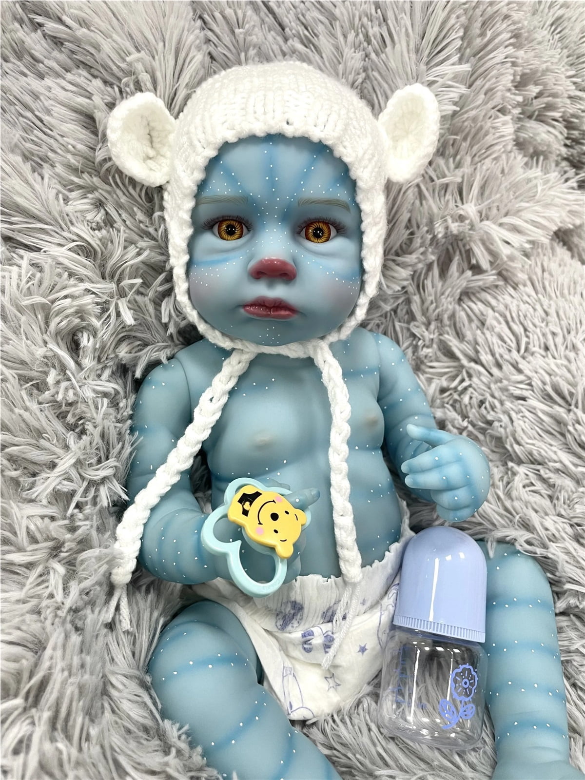 GloTide 20 Inch/50cm Realistic Avatar Newborn vinyl Baby Dolls 3D Paint Blue Skin Lifelike Reborn Baby Doll Kit Gift