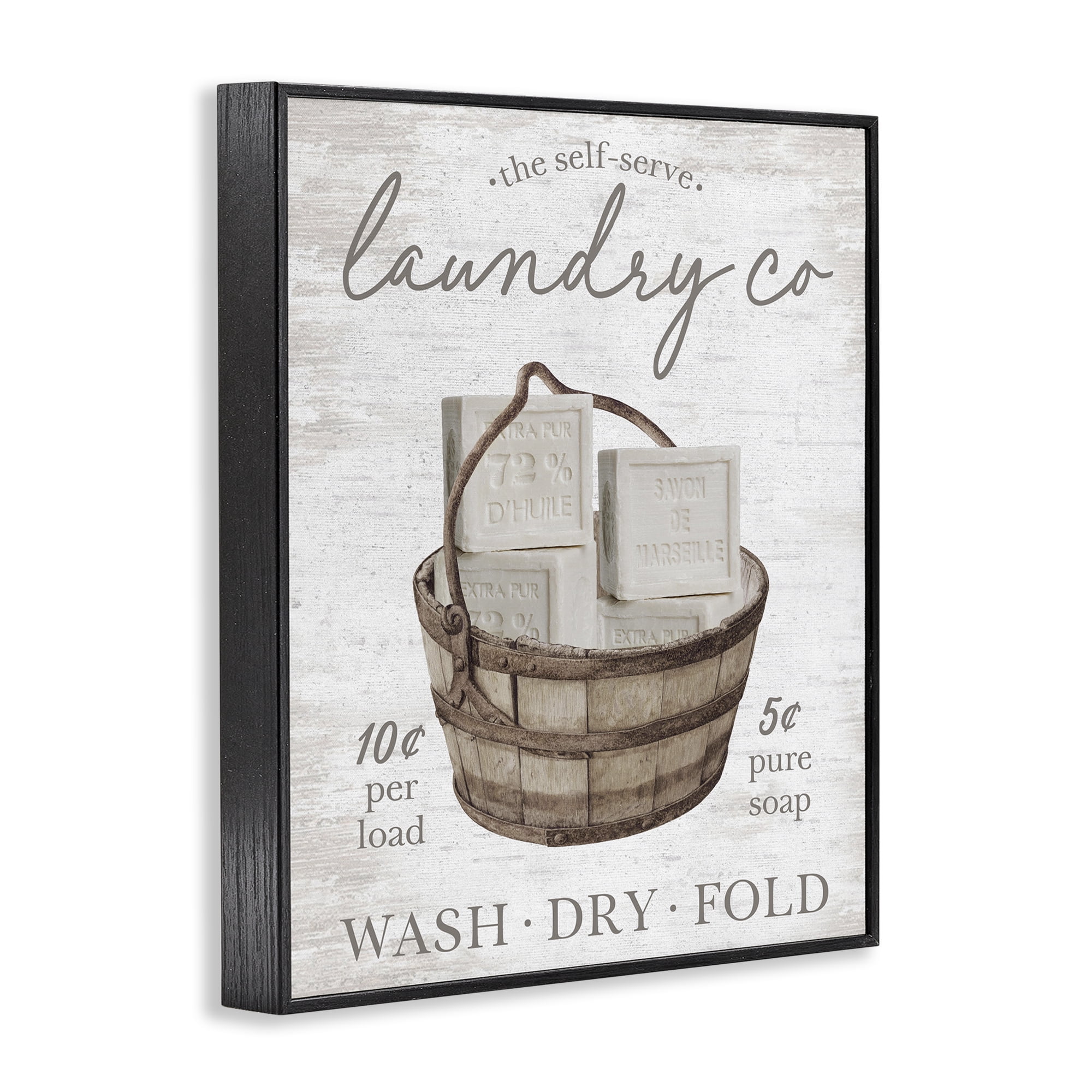 Stupell Industries Vintage Laundry Co Typography Painting Black Framed Art Print Wall Art, 24 x 30