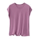 thumbnail image 2 of Pijama de manga corta para mujer, ropa interior de cuello redondo de color liso, pijama de manga larga, top de algodón, 2 of 3
