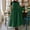 Green, variant on Women Plus Size Solid Color Vintage Pleated Split Apron Pinafore Dress with Two Pockets Coffee