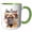 Green/White, variant on 3drose, Autumn Leaves Float Around a Cute Mastiff Dog for Thanksgiving Fun, 11oz Two-tone Yellow Mug