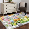 thumbnail image 4 of Easter Truck Area Rugs Collection 2.7'x5', Spring Floral Eggs Butterflies Leaves Gray Plaid Non Slip Indoor Rectangle Throw Runner Rug Floor Mat Carpet for Living Room Dining Table Bedroom Nursery, 4 of 9