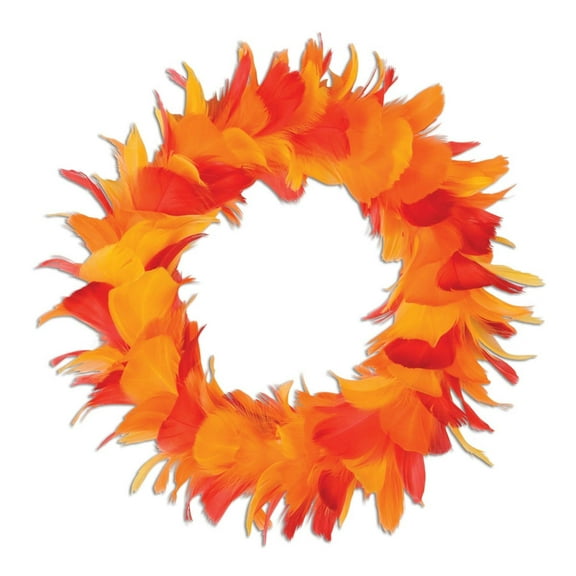 Beistle Club Pack of 6 Yellow and Orange Autumn Party Decorative Feather Wreaths 12"