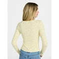 thumbnail image 3 of No Boundaries Tie Front Lace Trim Top with Long Sleeves, Women’s XXS-XXL, 3 of 6
