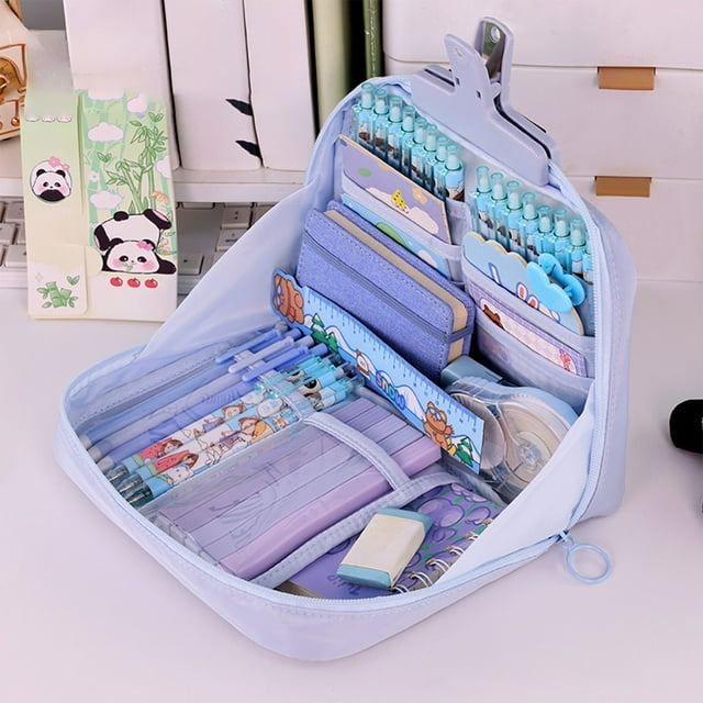 Estuche de Gran Capacidad de 12 Capas para Estudiantes de Primaria | Bolsa Multifuncional de Poliéster con Compartimentos Impermeables | Organizador para Bolígrafos, Rotuladores, Cosméticos y Artícul
