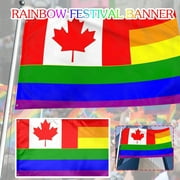 Hglyxoae 3x5 Ft Rainbow Maple Flag Canadian Character Flags With Print Color
