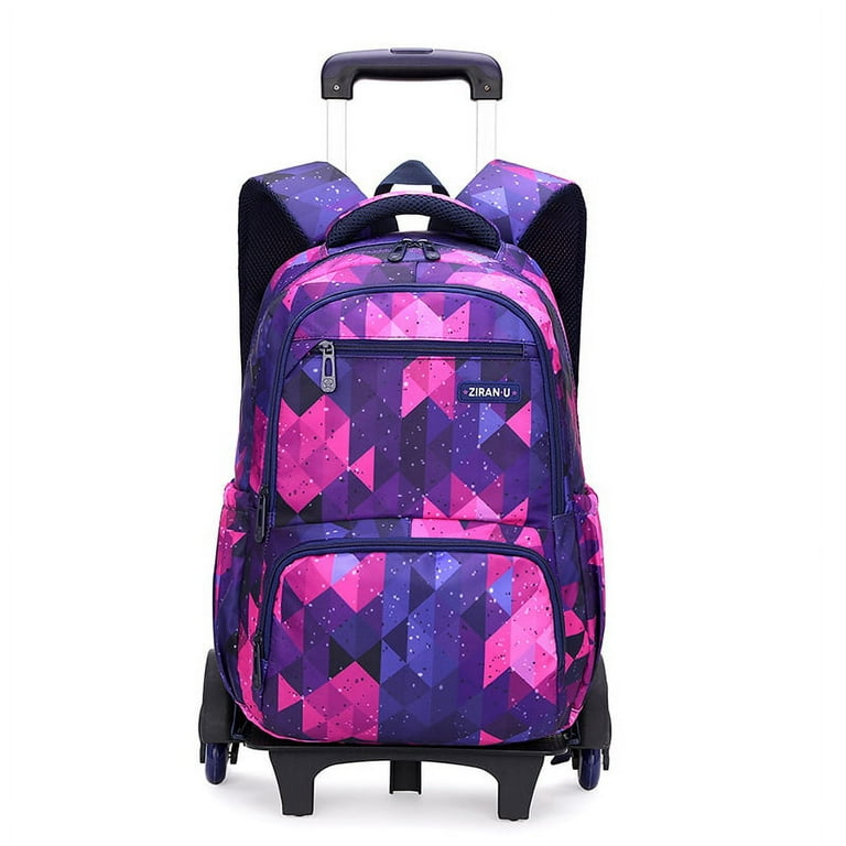 ETAISHOW Geometric Rolling Backpack for Girls Kids Backpack with Wheels Roller School Bag Wheeled Bookbag