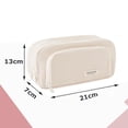 thumbnail image 2 of "Spacious 3-Compartment Canvas Pencil Pouch with Mesh Pockets - Beige Organizer for Pens, Markers & Small Essentials (8.27x4.72 Inches)", 2 of 6
