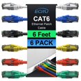 thumbnail image 1 of Cables De Conexión Cat6 De 6 Pies (Paquete De 6) Cable Ethernet Cat 6 24Awg Cca Cable Utp Red Internet Cable Compatible Para Pc Portátil Enrutadores Conmutadores Servidores Impresoras Rj45 Lan Con 25, 1 of 5