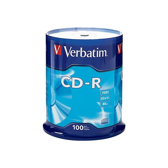 Verbatim CD-R 700MB 80 Minute 52X Recordable Blank Disc 100PK for Optical Recording Media