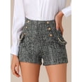 thumbnail image 2 of DARING DIVA Women's Tweed High Waisted Button Elegant Dressy Shorts Large Black, 2 of 6
