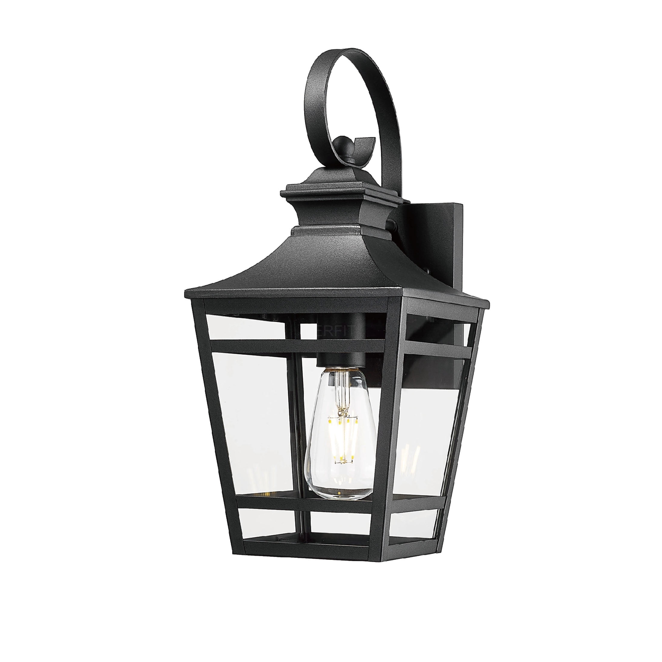JERFIT 2-Pack Modern Outdoor Wall Lights, Black Aluminum Sconce with Clear Glass, Waterproof Exterior Lighting for Porch, Garage, Patio, Entryway, E26 Base