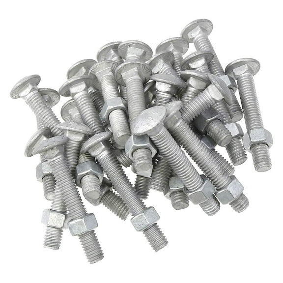 3/8 x 2 1/2" Long Carriage Bolts with Nuts, Galvanized Steel (Pack of 25)