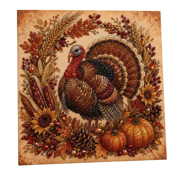 3D Pearl Autumn & Thanksgiving Diamond Art Kit, Autumn Pearl Painting Kit with Frame, DIY Fall Harvest Pearl Art Craft for Adults, Seasonal Wall Decor & Party Gift