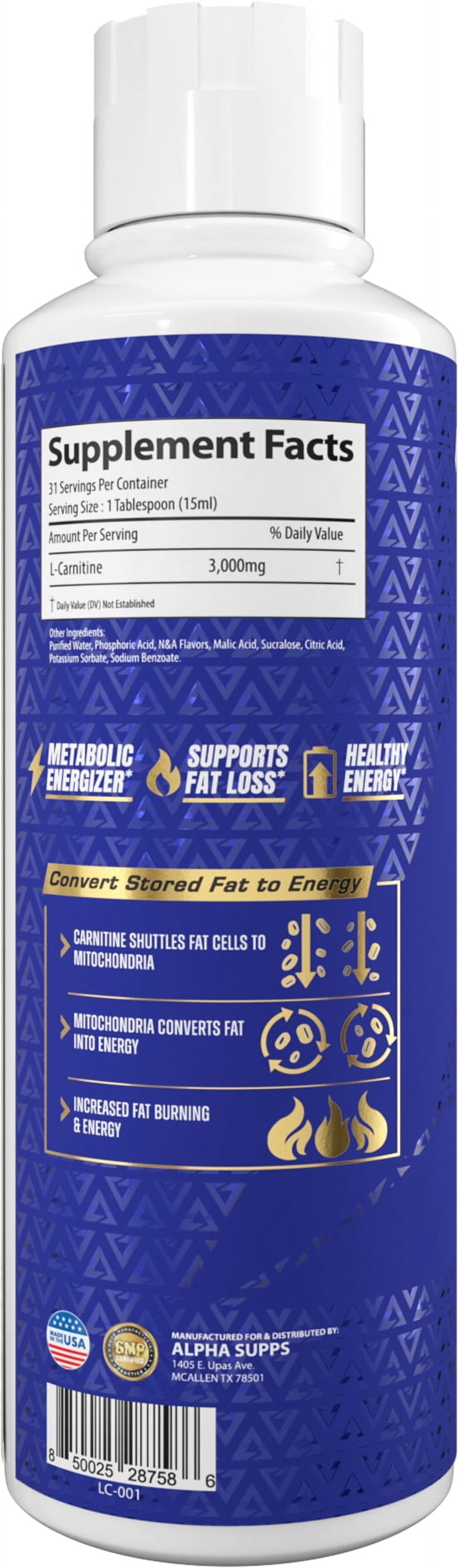 ALPHA Supps, L-Carnitine Liquid 3000, Sour Gummy, 16 oz - Walmart.com
