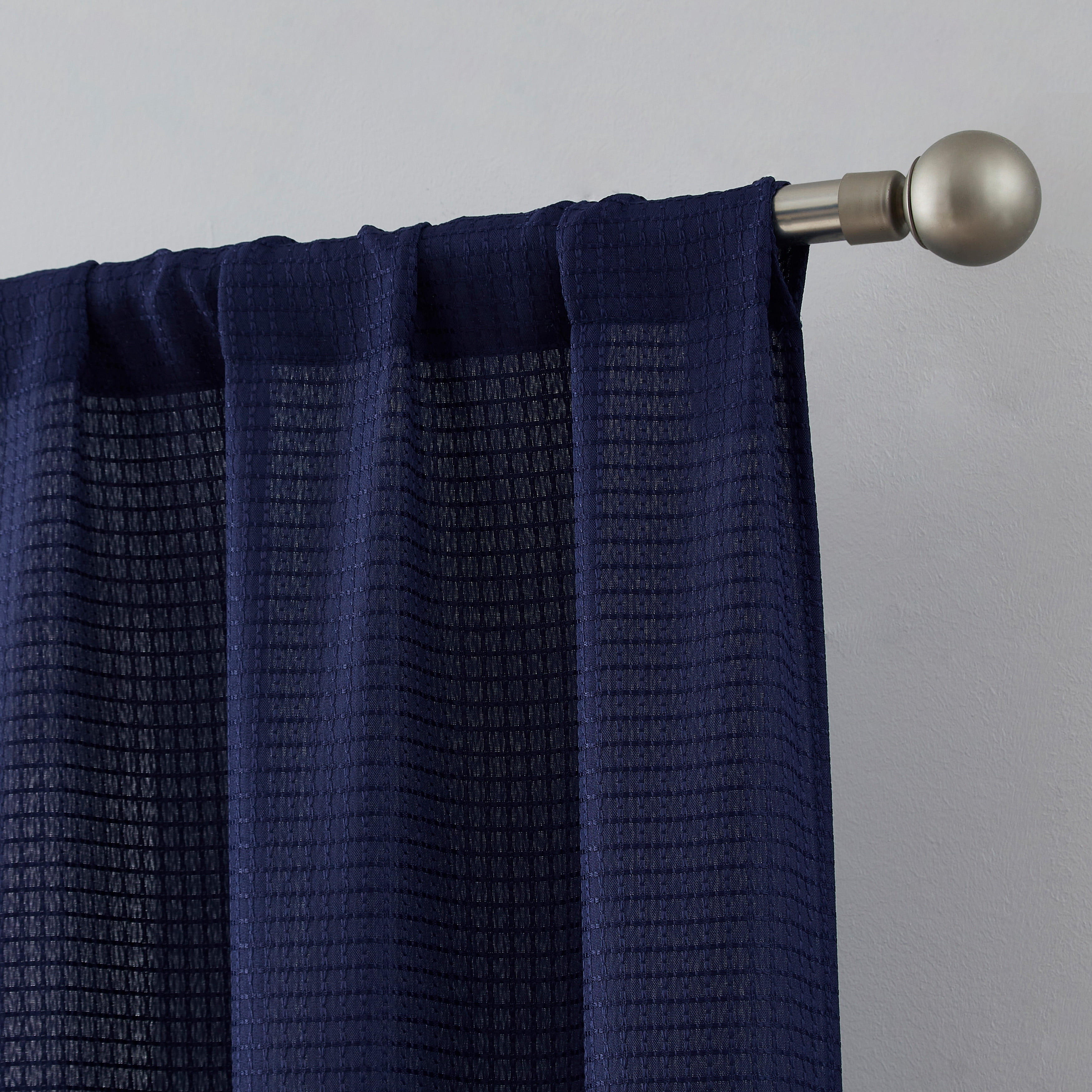 Hopscotch Hayden 4-Piece Waffle Room Darkening Curtain Panel Set 38"x84" - Navy