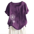 thumbnail image 2 of Blouses pour Femmes, T-Shirt à Manches Courtes Col d'Été Mode Décontractée Imprimé Bouton, 2 of 3