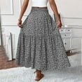 thumbnail image 5 of RYDCOT Boho Maxi Skirt for Women Summer Floral Smocked Elastic High Waisted Skirts Vacation A-Line Long Flowy Tiered Skirts on Clearance Black, 5 of 6