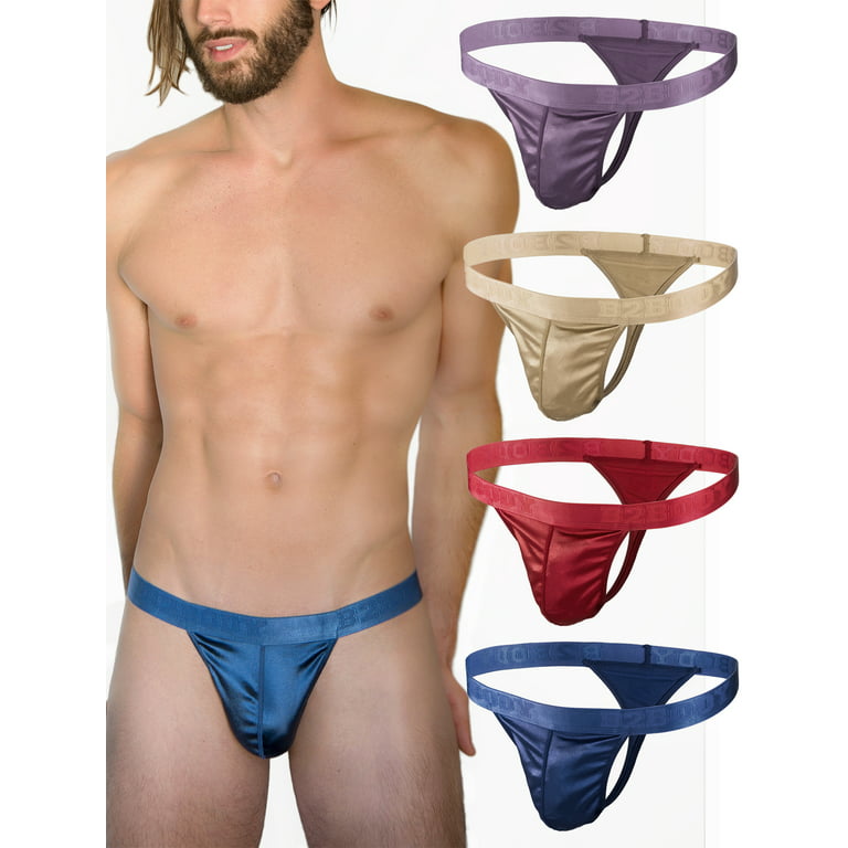 Satin Mens Sport Thongs Underwear Silky Sexy Man G String Thong Undie  Multi-Pack
