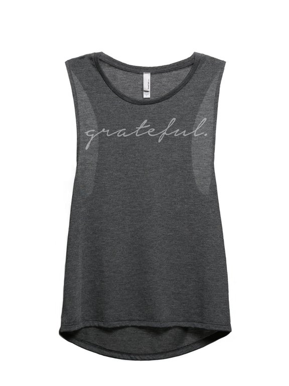 Grateful Women's Sleeveless Muscle Tank Top Charcoal Medium