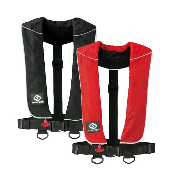 FLOATTOP Adult Universal Size 2pcs (Red+Black) Inflatable Life Jacket with 33gram co2 Cylinder