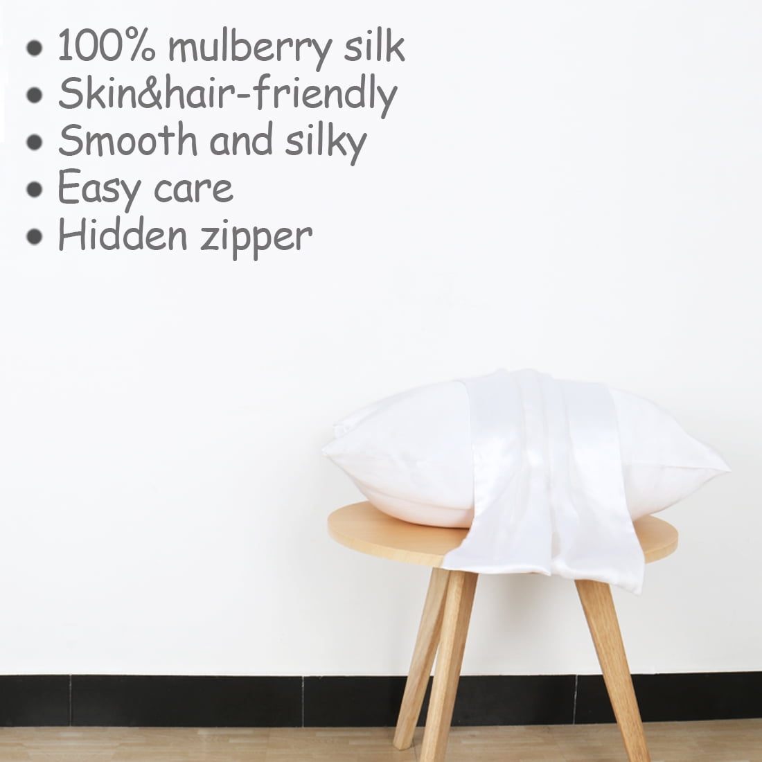 Unique Bargains 1 Piece 100% Silk Pillowcase White King