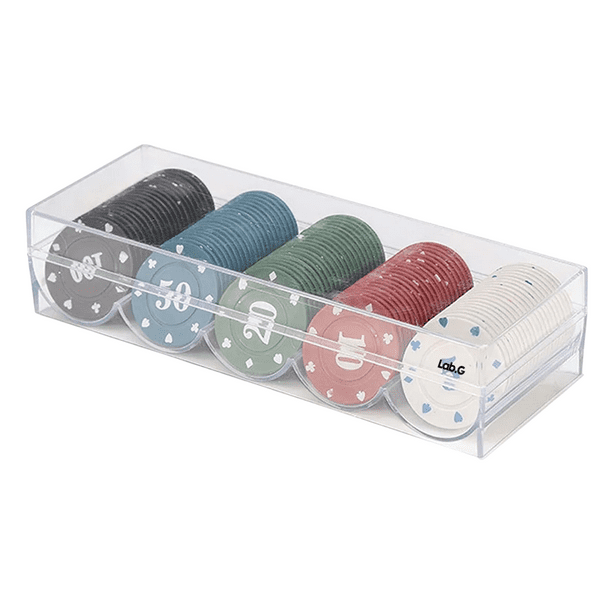 100 Pzas Fichas Poker Con Caja De Almacenamiento De Plástico Lab.G, Multicolor