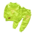 thumbnail image 1 of PMVFHDE Boys Pant Sets for Fall Spring And Autumn Round Collar Alphanumeric 7 Printed Set For Baby Boys And Girls Casual Two Piece Set Green,4-5 Years, 1 of 1