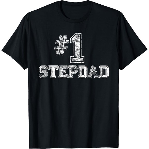 #1 StepDad T Shirt Step Dad Number One Father's Day Gift Tee T-ShirtMen and women, Black T-shirt, size: Extra large